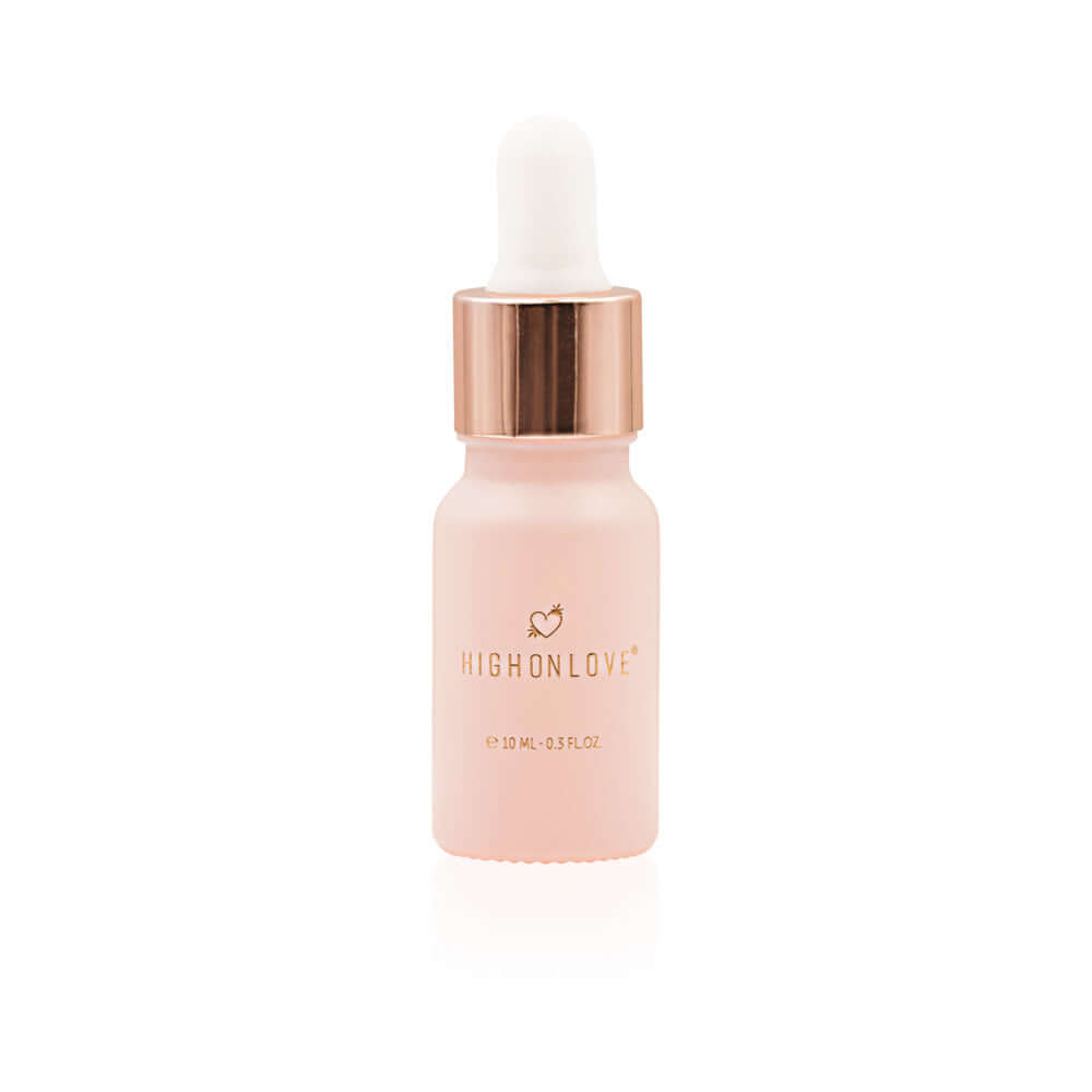 HighOnLove Mini Sensual Stimulating Oil in a sleek dropper bottle designed to enhance intimacy and pleasure.