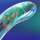 Biird Kalii Glass G-spot Dildo with smooth glass surface and elegant design in teal color.