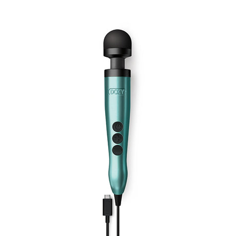 Doxy Usb-c Wand Massager Turquoise with USB-C charging, featuring powerful vibrations and sleek design.