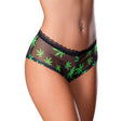 Magic Silk Hazy Dayz Boy Short Pot Leaf L/XL in black stretch mesh with neon green pot leaf design.