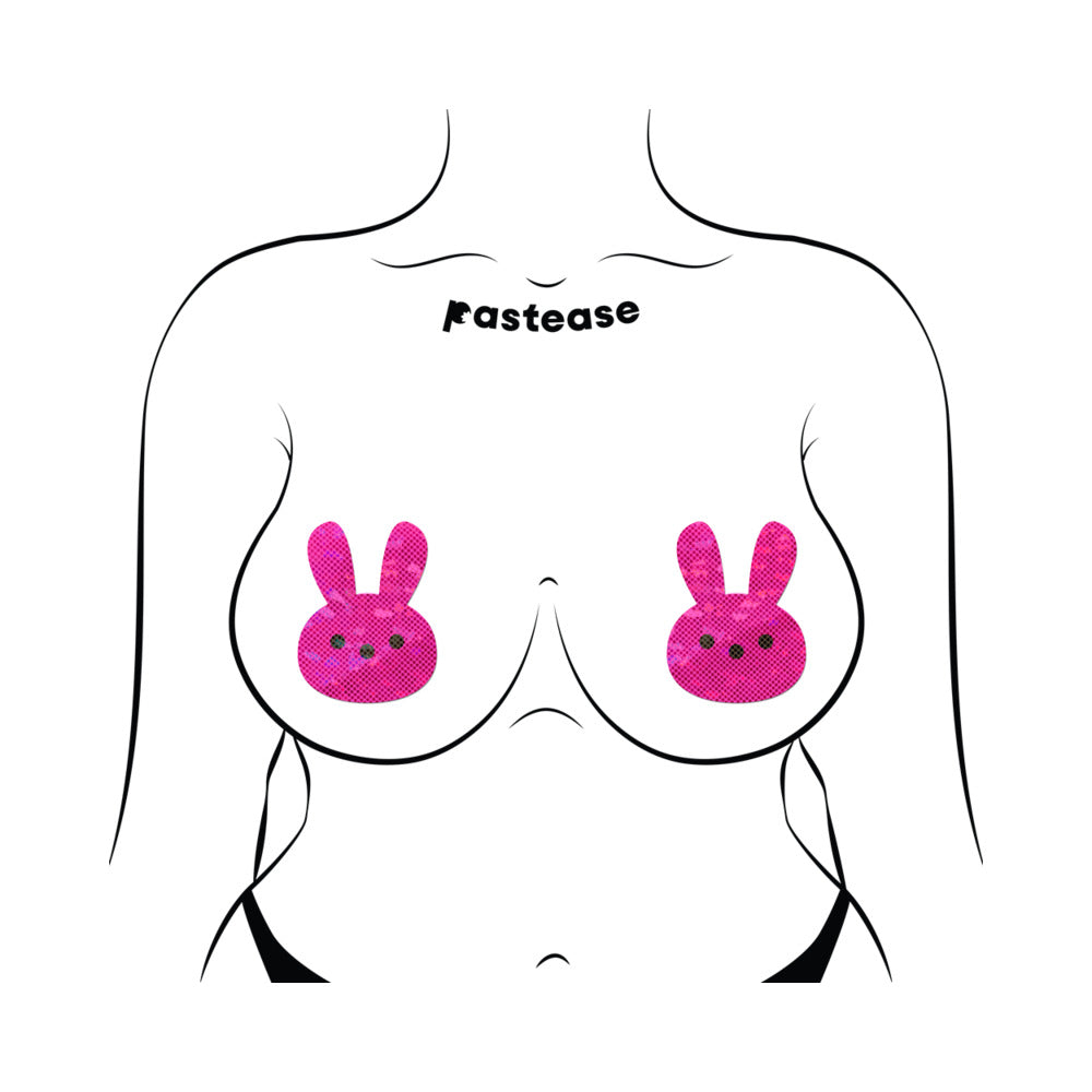 Pastease Pink Marshmallow Easter Bunny Nipple Pasties featuring playful pink bunny design.