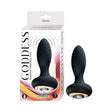 Nasstoys Goddess Diamond Vibrating Butt Plug Black in elegant packaging with light-up design, suitable for all users.