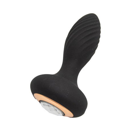 Nasstoys Goddess Diamond Vibrating Butt Plug Black with elegant design and light-up feature for intimate moments.
