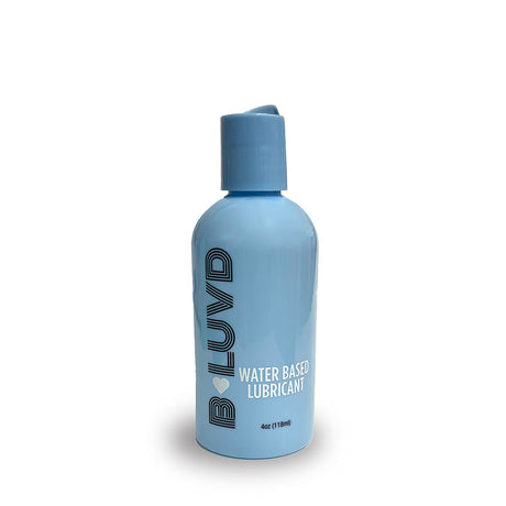 B-luvd Water-based Lubricant 4 Oz bottle on white background for intimate moments.