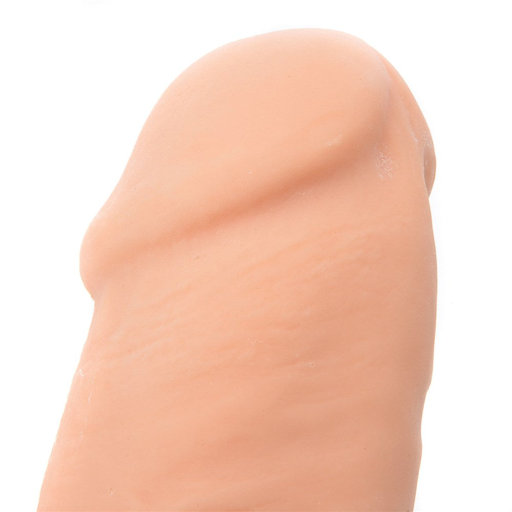 Adam & Eve Adam's Colossal 12 Inch Dildo Beige close-up highlighting the lifelike detail and realistic texture.
