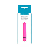 Me You Us Blossom 10 Mode Bullet Vibrator Pink packaging showcasing its waterproof design and sleek shape.