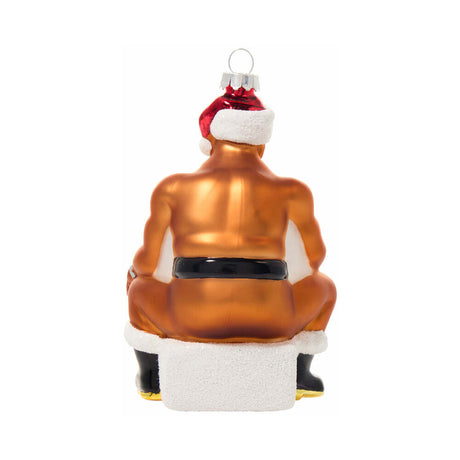 Cheeky Pornament Boss Hog Glass Christmas Ornament with red hat, a unique holiday decoration for festive celebrations.