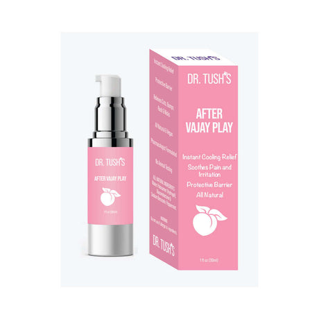 Dr Tushs After Vajay Play 1 Oz cooling relief spray for intimate recovery and soothing care.