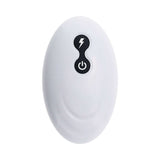 Evolved Mythical Vibrating Dildo with Remote controller close-up, featuring power and intensity buttons.