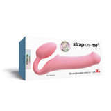 Strap-On-Me Silicone Bendable Strapless Strap-On Pink XLarge packaging showcasing ergonomic design and vibrant color.