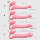Strap-On-Me Silicone Bendable Strapless Strap-On Pink XLarge size and dimensions chart for pleasure tools.