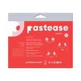 Pastease Black Disco Ball Heart Gold Chain Nipple Pasties packaging with directions and branding details.