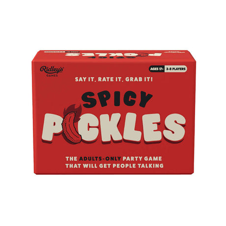 Spicy Pickles The adults only party game that will get people talking, featuring a bold red box design for game night.