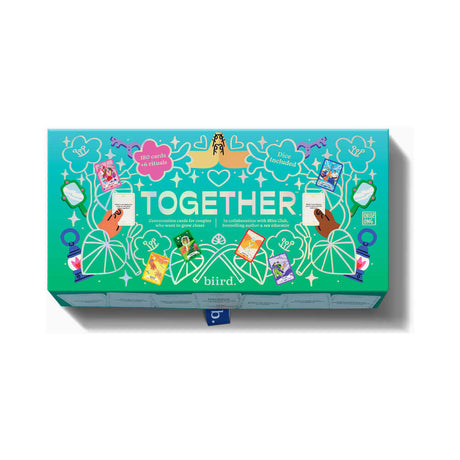 Biird x Jouissance Club Together Couples Card Game packaging featuring 180 cards for deepening connection and intimacy.