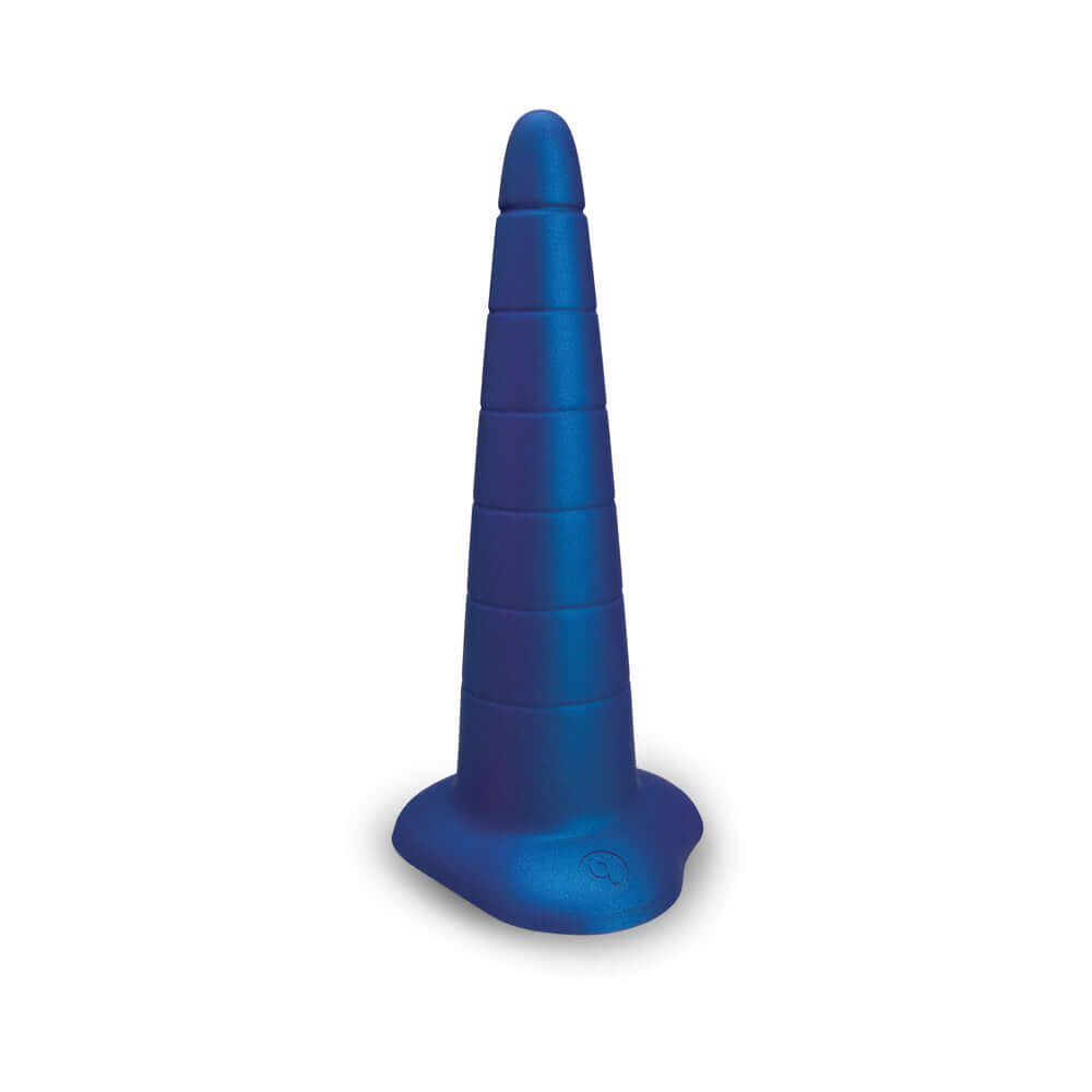 b-Vibe Anal Stretcher Training Cone in blue with a tapered cone shape for anal training and expansion.