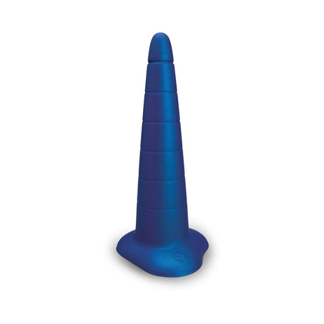 b-Vibe Anal Stretcher Training Cone in blue with a tapered cone shape for anal training and expansion.