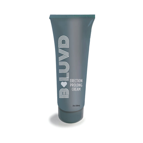 B-luvd Erection Prolong Cream 2 Oz tube packaging on a white background.