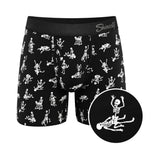 Shinesty Bare Back Bones Ball Hammock Pouch Underwear Small with a glow-in-the-dark skeleton print.