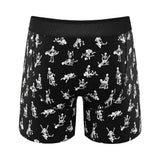 Shinesty Bare Back Bones Ball Hammock Pouch Underwear Small with playful skeleton print on black background.