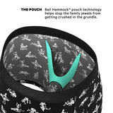 Shinesty Bare Back Bones Ball Hammock Pouch Underwear Small with glow-in-the-dark skeleton print and pouch technology.