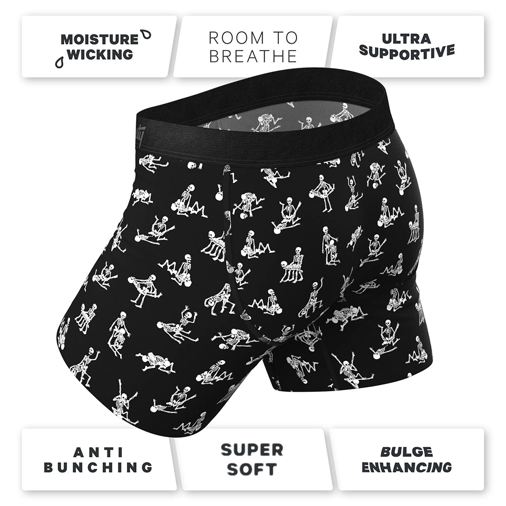 Shinesty Bare Back Bones Ball Hammock Pouch Underwear Small with glow-in-the-dark skeleton print and comfortable design