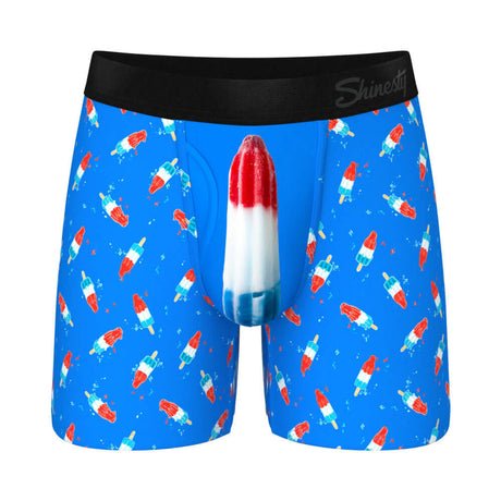 Shinesty The Popsicle Stick Apex USA Underwear with Fly M featuring a colorful popsicle design on blue fabric.