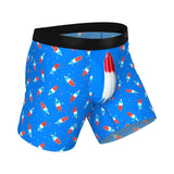 Shinesty The Popsicle Stick Apex USA Underwear with Fly M featuring a colorful popsicle pattern on a blue background.