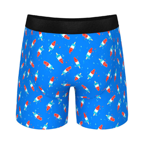 Shinesty The Popsicle Stick Apex USA Underwear with Fly M featuring a fun popsicle stick design in blue.
