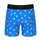 Shinesty The Popsicle Stick Apex USA Underwear with Fly XL featuring rocket popsicle design on blue background.
