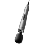 Doxy Die Cast Max Plug-in Wand Massager Silver with control buttons and black massage head.