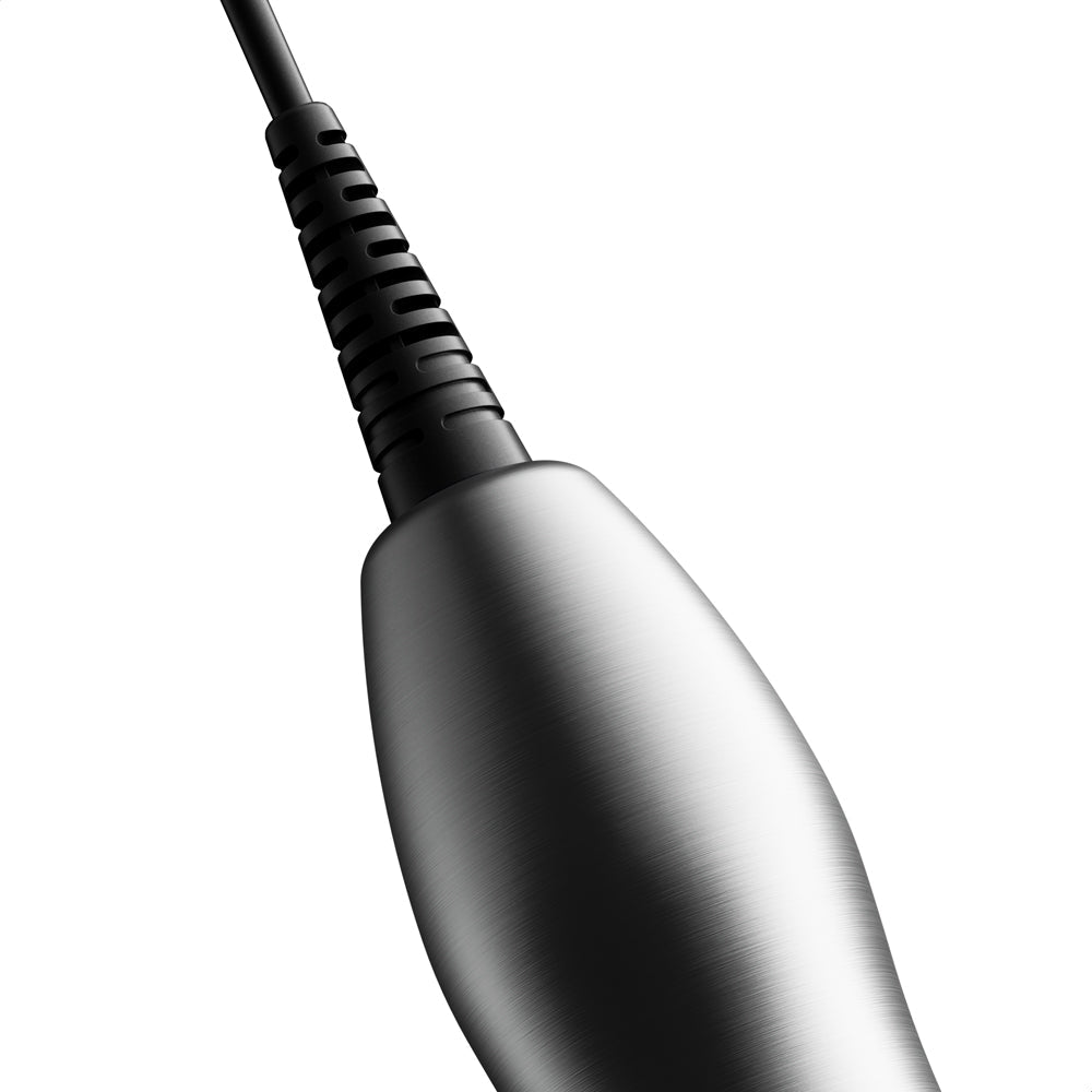 Close-up of the cable connector for Doxy Die Cast Max Plug-in Wand Massager Silver showcasing its sleek design.