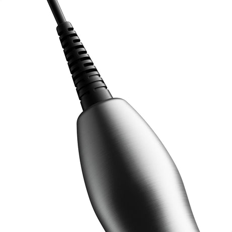 Close-up of the cable connector for Doxy Die Cast Max Plug-in Wand Massager Silver showcasing its sleek design.