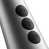 Close-up of buttons on the Doxy Die Cast Max Plug-in Wand Massager Silver for easy operation.