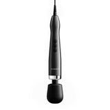 Doxy Die Cast Max Plug-in Wand Massager Black with a sleek design and wired connection for continuous power.