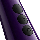 Doxy Die Cast Max Plug-in Wand Massager Purple control buttons close-up for precise power settings.