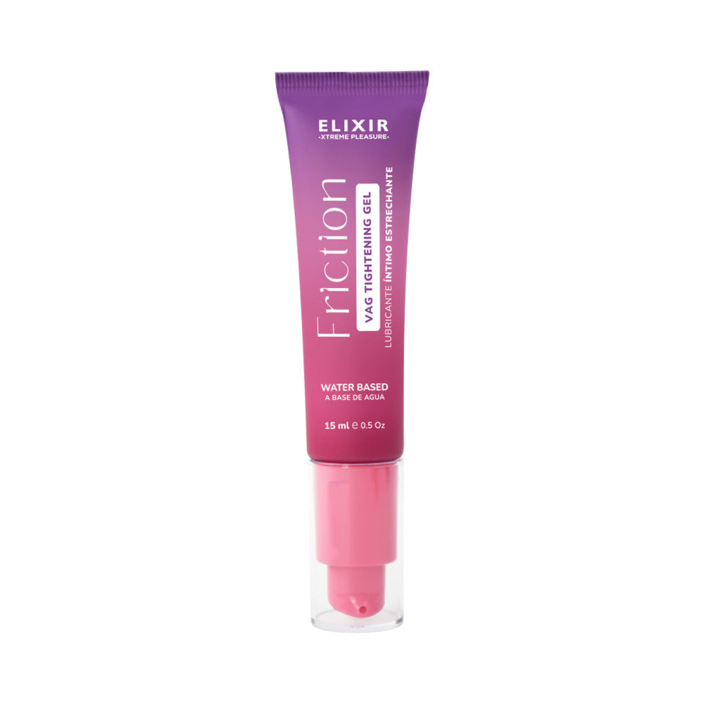 Elixir Friction Tightening Intimate Gel 1 Oz in a sleek tube, designed for enhanced sensation during intimacy.