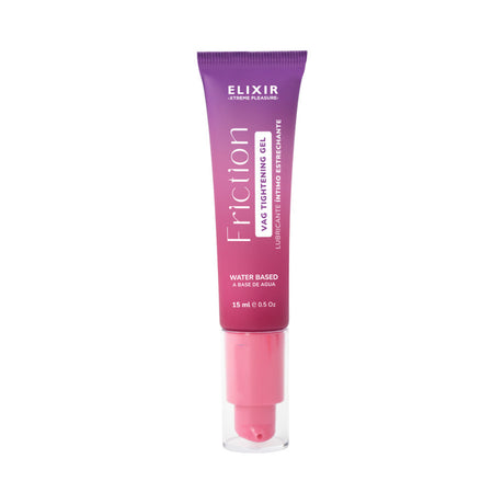 Elixir Friction Tightening Intimate Gel 1 Oz in a sleek tube, designed for enhanced sensation during intimacy.