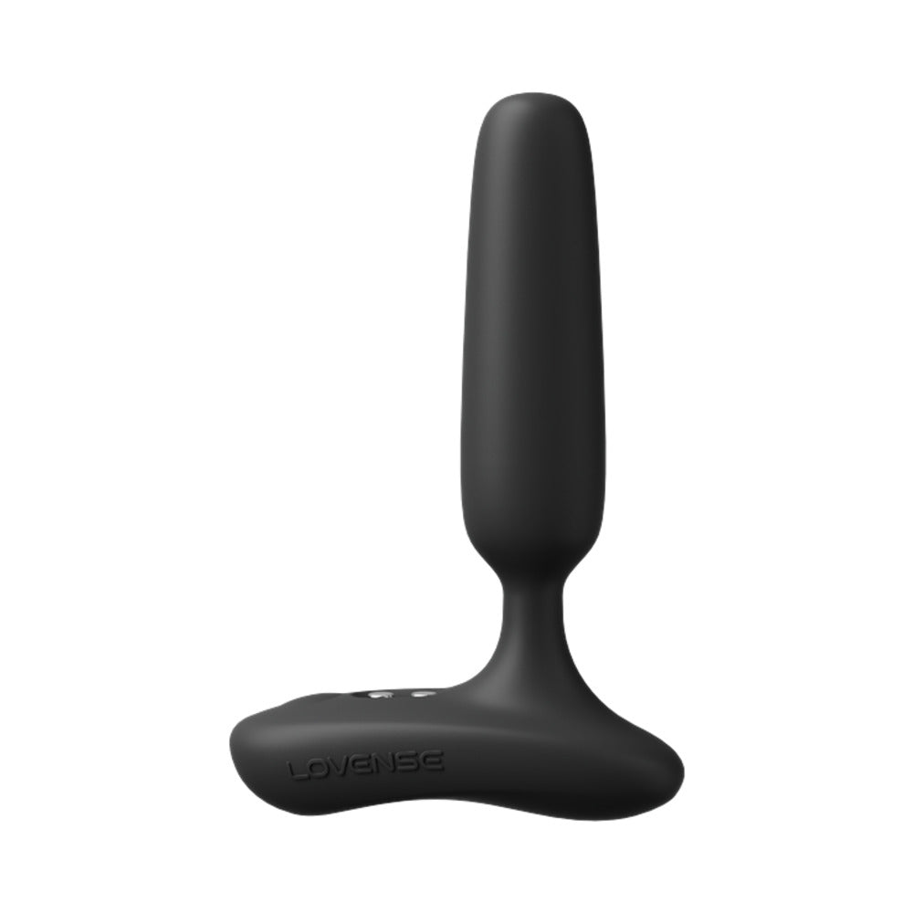 Lovense Glint Touch-Responsive Vibrating Butt Plug Black displayed on a plain background.