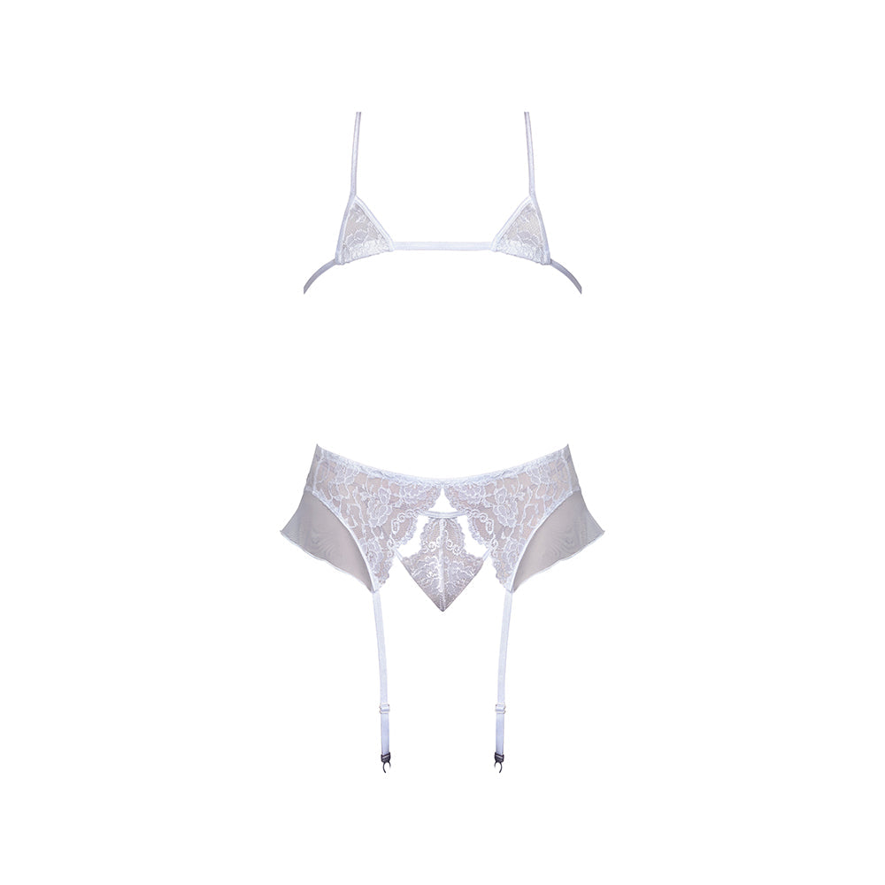 Magic Silk Sexy Time Ever After Bride Lingerie White L/XL three-piece bridal set with lace and mesh.