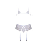 Magic Silk Sexy Time Ever After Bride Lingerie White L/XL three-piece bridal set with lace and mesh.