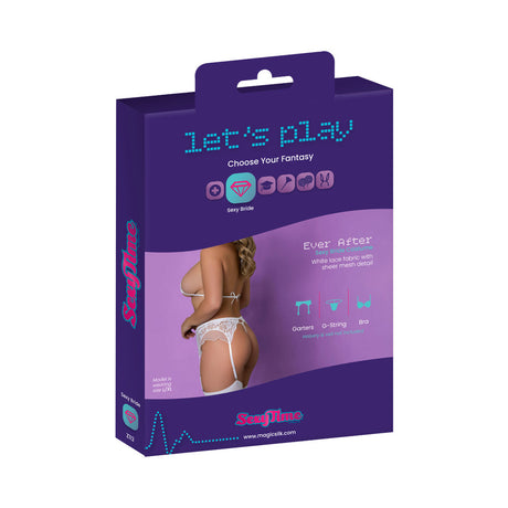 Magic Silk Sexy Time Ever After Bride Lingerie White L/XL packaging featuring a romantic bridal set.