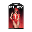 Fantasy Lingerie Devious Decisions Devil Costume Set Red showcased in a seductive three-piece design with halter teddy and accessories.