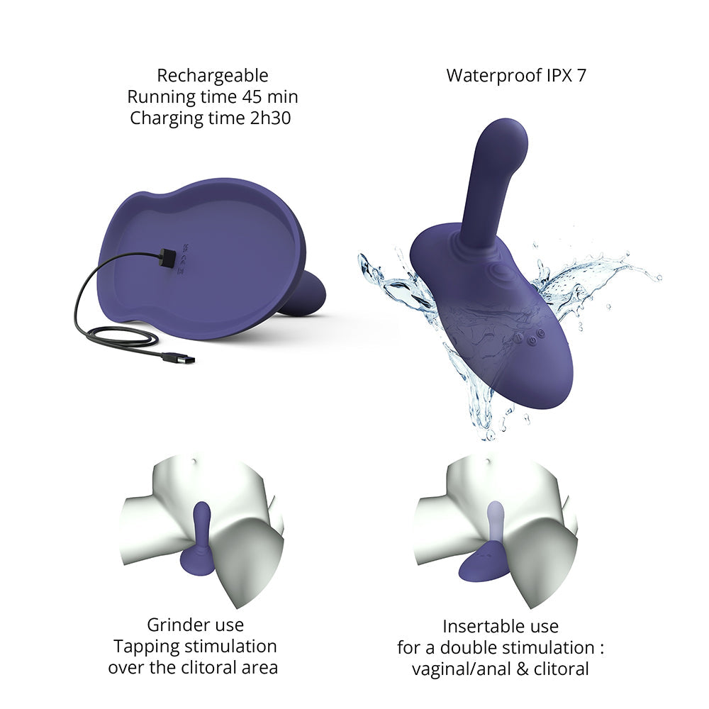Love To Love Gofast Thrusting Vibrator Midnight Indigo features waterproof design and dual stimulation zones.