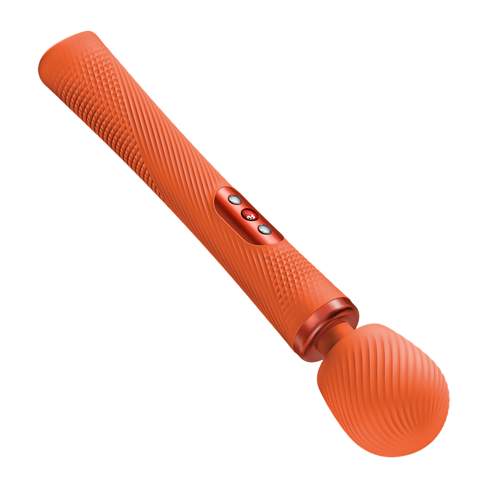 Fun Factory Vim Wand Massager Orange with grooved texture for intense pleasure and relaxation.