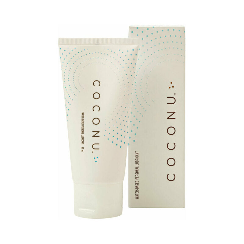 Coconu Water-based Personal Lubricant 3 Oz packaging and tube, showcasing a body-friendly formula for intimate wellness.