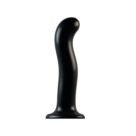 Strap-On-Me P&G Spot Dildo Extra Large Black side view showing its ergonomic design for targeted stimulation.