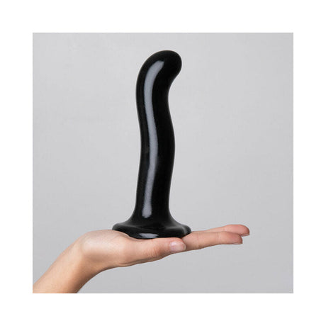 Strap-On-Me P&G Spot Dildo Extra Large Black held in hand, showcasing its ergonomic design for targeted stimulation.
