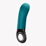 Fun Factory Manta Vibrating Masturbator Bottle Green with flexible wings and a grooved structure for enhanced pleasure.