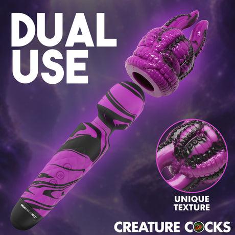 Creature Cocks Tenta Wand Silicone Vibrator Purple featuring dual use and unique texture design.