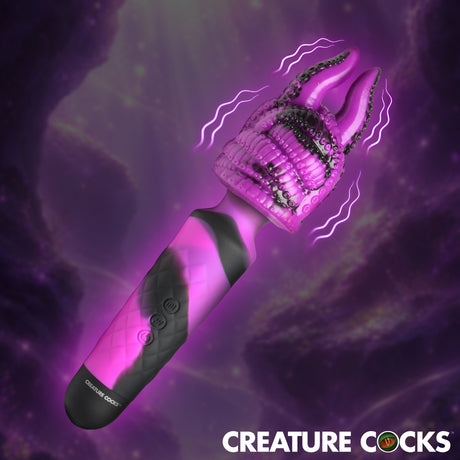 Creature Cocks Tenta Wand Silicone Vibrator Purple with textured tentacle attachment and suction features.